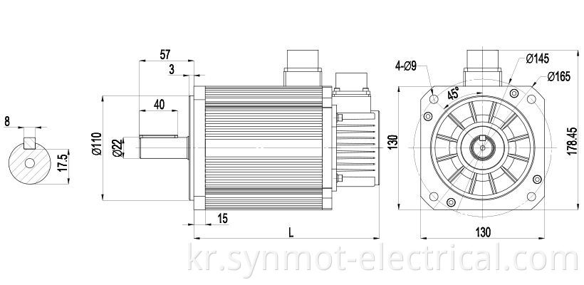 SYNMOT 2.3KW 14.7N.M 1500RPM 시리즈 영구 자석 동기 서보 모터